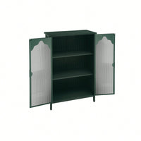 Versatile 2-Door Metal Storage Cabinet with Glass Doors for Dining Room Living Room or Bedroom