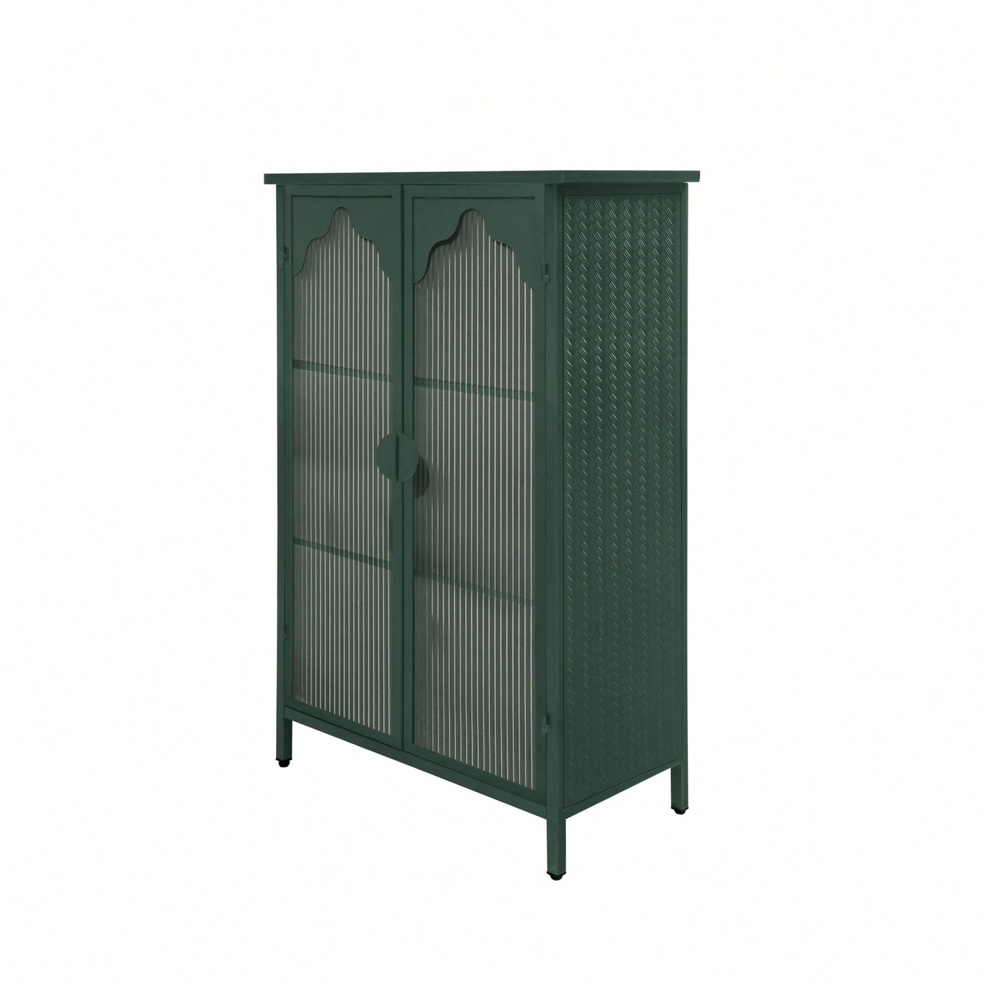 Versatile 2-Door Metal Storage Cabinet with Glass Doors for Dining Room Living Room or Bedroom