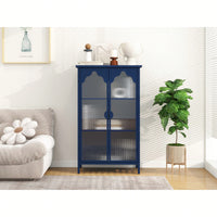 Versatile 2-Door Metal Storage Cabinet with Glass Doors for Dining Room Living Room or Bedroom