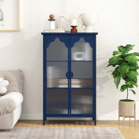 Versatile 2-Door Metal Storage Cabinet with Glass Doors for Dining Room Living Room or Bedroom