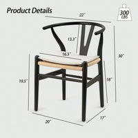 Solid Wood Weave Dining Chairs - Set Of 2 Armchairs For Stylish Dining Room Decor, Fully Assembled