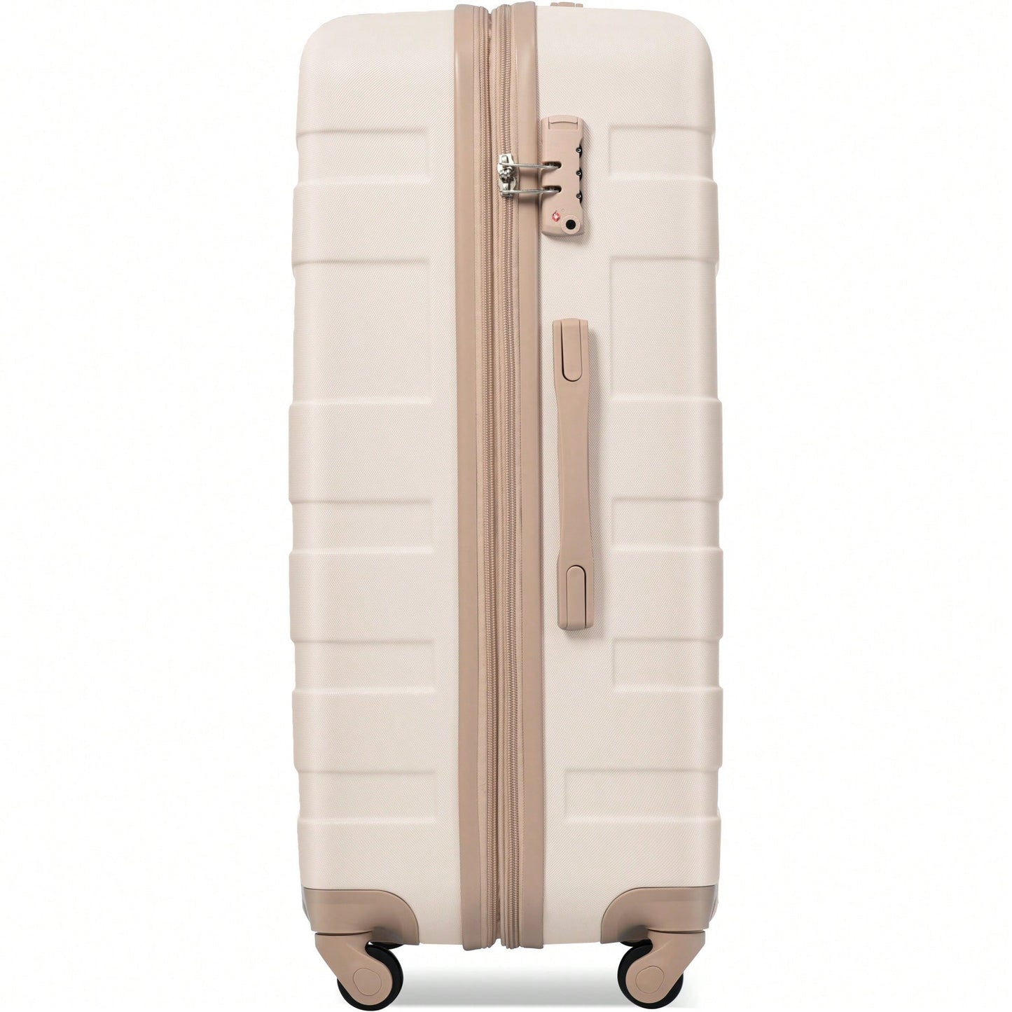 Expandable 3-Piece Hardshell Luggage Set - Lightweight Durable Suitcases With Spinner Wheels & TSA Lock - Ivory & Brown - Perfect For Travel