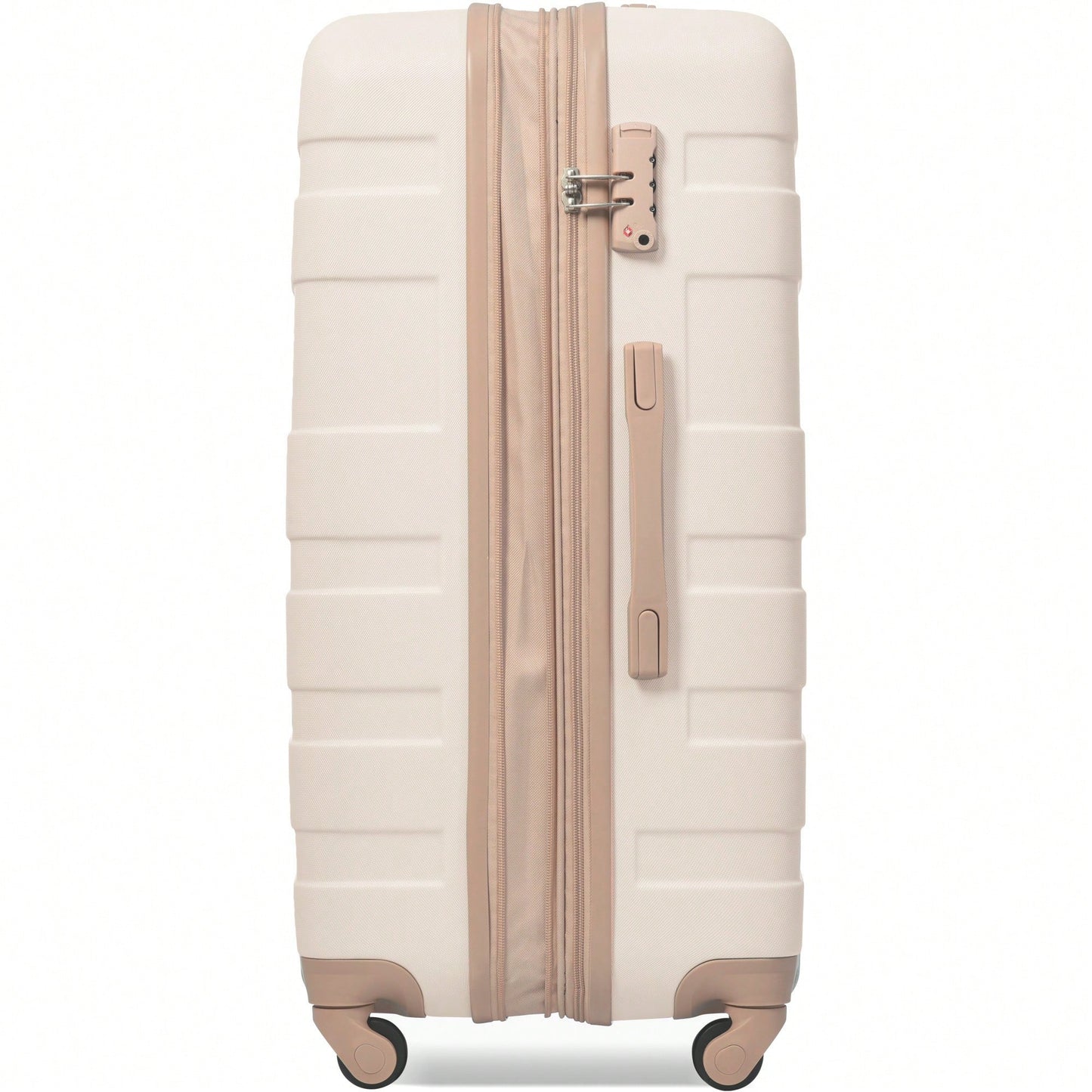 Expandable 3-Piece Hardshell Luggage Set - Lightweight Durable Suitcases With Spinner Wheels & TSA Lock - Ivory & Brown - Perfect For Travel