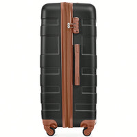 Expandable 3-Piece Hardshell Luggage Set - Lightweight Durable Suitcases With Spinner Wheels & TSA Lock - Ivory & Brown - Perfect For Travel