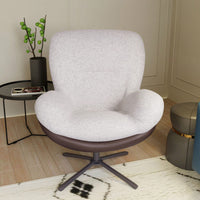 Navy Blue 360° Swivel Accent Chair Stylish Chenille Lounge Chair with Faux Leather Base Ideal for Small Spaces Living Room Bedroom Office