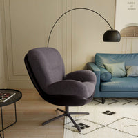Navy Blue 360° Swivel Accent Chair Stylish Chenille Lounge Chair with Faux Leather Base Ideal for Small Spaces Living Room Bedroom Office