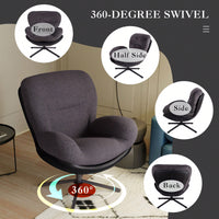 Navy Blue 360° Swivel Accent Chair Stylish Chenille Lounge Chair with Faux Leather Base Ideal for Small Spaces Living Room Bedroom Office