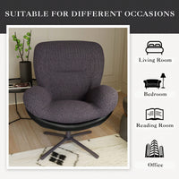 Navy Blue 360° Swivel Accent Chair Stylish Chenille Lounge Chair with Faux Leather Base Ideal for Small Spaces Living Room Bedroom Office