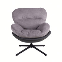 Navy Blue 360° Swivel Accent Chair Stylish Chenille Lounge Chair with Faux Leather Base Ideal for Small Spaces Living Room Bedroom Office