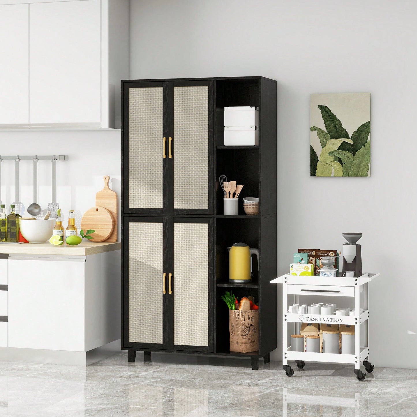 Versatile 4-Door Storage Cabinet With 4 Adjustable Shelves For Organized Spaces