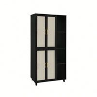 Versatile 4-Door Storage Cabinet With 4 Adjustable Shelves For Organized Spaces