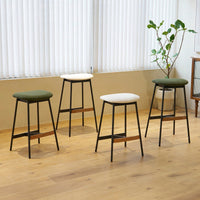 Stylish Set Of 2 Comfortable Bar Stools For Kitchen - Soft Upholstered Backless Design For Counter And Bar Height Dining