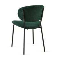 Set Of 4 Beige Boucle Fabric Dining Chairs With Black Metal Legs - Modern Armless Kitchen Chairs For Dining And Living Rooms