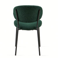 Set Of 4 Beige Boucle Fabric Dining Chairs With Black Metal Legs - Modern Armless Kitchen Chairs For Dining And Living Rooms