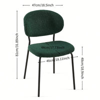 Set Of 4 Beige Boucle Fabric Dining Chairs With Black Metal Legs - Modern Armless Kitchen Chairs For Dining And Living Rooms
