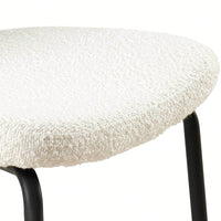 Set Of 4 Beige Boucle Fabric Dining Chairs With Black Metal Legs - Modern Armless Kitchen Chairs For Dining And Living Rooms