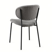 Set Of 4 Beige Boucle Fabric Dining Chairs With Black Metal Legs - Modern Armless Kitchen Chairs For Dining And Living Rooms