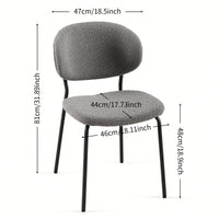 Set Of 4 Beige Boucle Fabric Dining Chairs With Black Metal Legs - Modern Armless Kitchen Chairs For Dining And Living Rooms