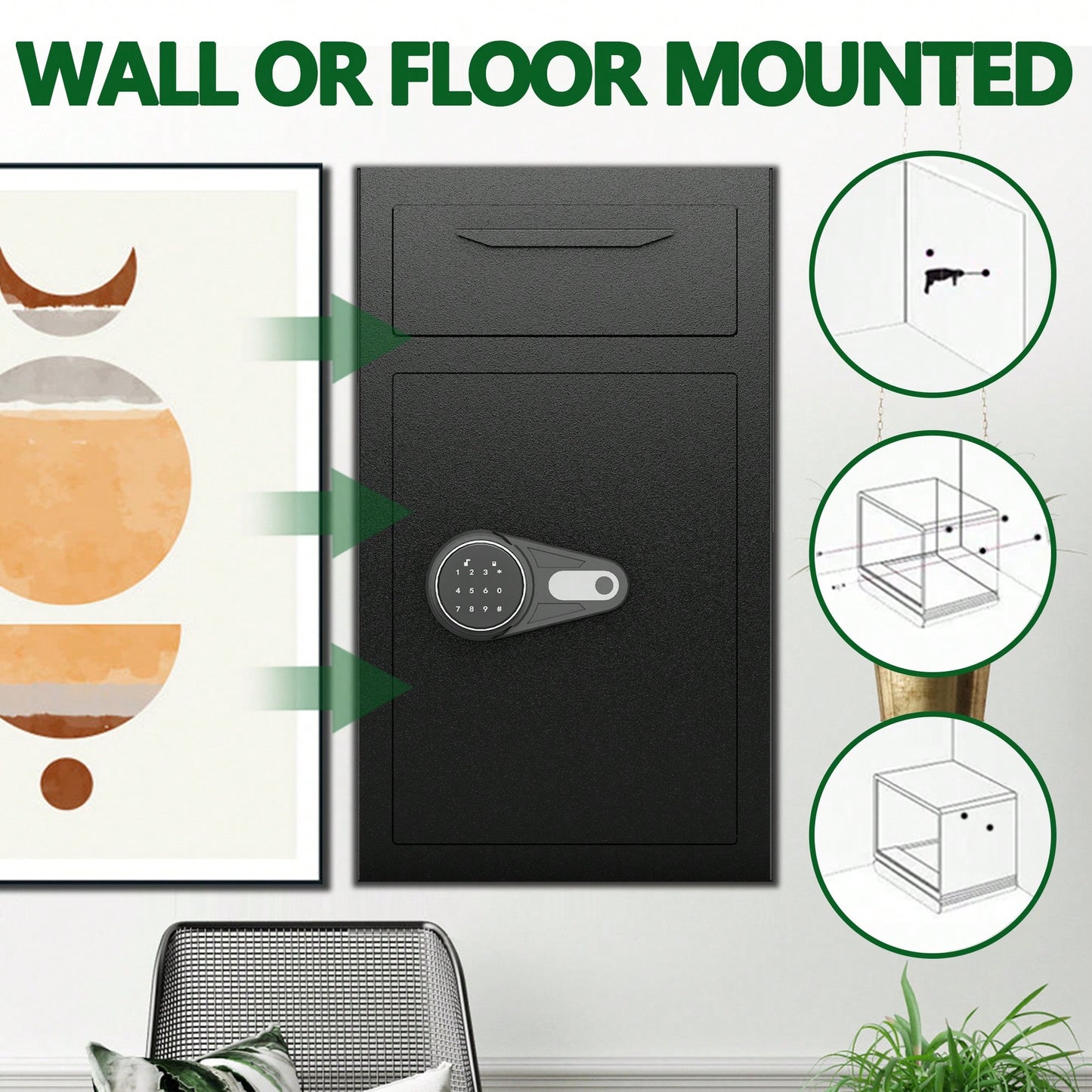 Secure Drop Safe With Digital Lock And Anti-Fishing Feature - Silent Deposit Box For Cash Slips And Business Expenses At Home Or Office