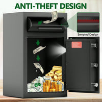 Secure Drop Safe With Digital Lock And Anti-Fishing Feature - Silent Deposit Box For Cash Slips And Business Expenses At Home Or Office
