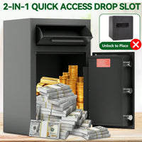 Secure Drop Safe With Digital Lock And Anti-Fishing Feature - Silent Deposit Box For Cash Slips And Business Expenses At Home Or Office