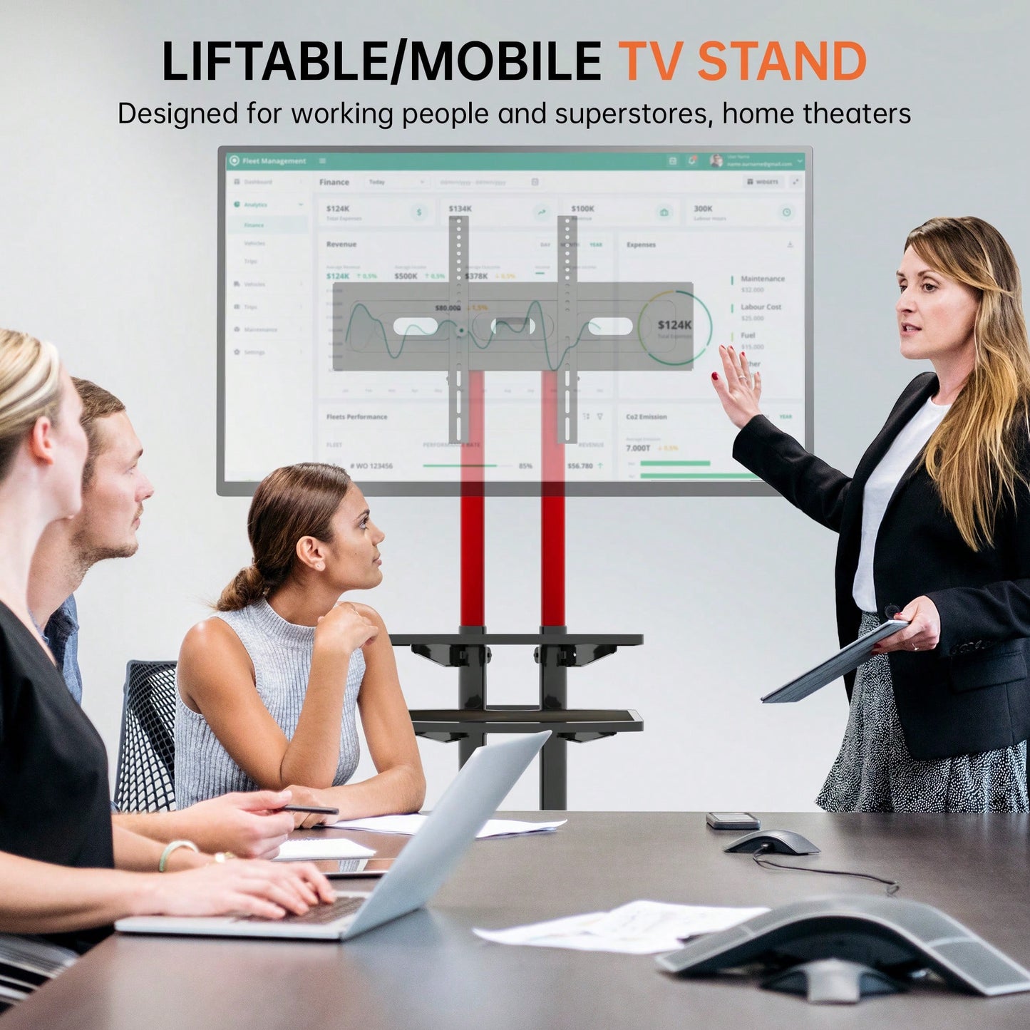 Height Adjustable Universal Swivel TV Stand For 32-80 Inch TVs, Tilt Function And Max VESA 600x400mm, Sleek Black Design