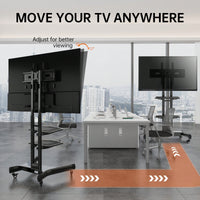 Height Adjustable Universal Swivel TV Stand For 32-80 Inch TVs, Tilt Function And Max VESA 600x400mm, Sleek Black Design