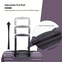 Lightweight 3-Piece ABS Luggage Set - Stylish Black Suitcases With Spinner Wheels, TSA Lock, And Hooks (20 / 24" / 28")"