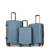 Lightweight 3-Piece ABS Luggage Set - Stylish Black Suitcases With Spinner Wheels, TSA Lock, And Hooks (20 / 24" / 28")"