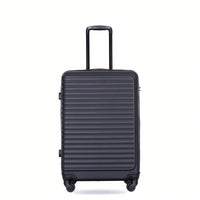 Lightweight 3-Piece ABS Luggage Set - Stylish Black Suitcases With Spinner Wheels, TSA Lock, And Hooks (20 / 24" / 28")"