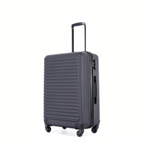 Lightweight 3-Piece ABS Luggage Set - Stylish Black Suitcases With Spinner Wheels, TSA Lock, And Hooks (20 / 24" / 28")"