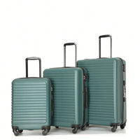 Lightweight 3-Piece ABS Luggage Set - Stylish Black Suitcases With Spinner Wheels, TSA Lock, And Hooks (20 / 24" / 28")"