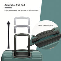 Lightweight 3-Piece ABS Luggage Set - Stylish Black Suitcases With Spinner Wheels, TSA Lock, And Hooks (20 / 24" / 28")"