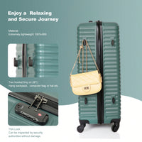 Lightweight 3-Piece ABS Luggage Set - Stylish Black Suitcases With Spinner Wheels, TSA Lock, And Hooks (20 / 24" / 28")"