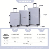 Light Green 3-Piece Hardshell Luggage Set With Double Spinner Wheels, TSA Lock, Lightweight & Durable (20/24"/28")"