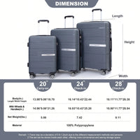 Light Green 3-Piece Hardshell Luggage Set With Double Spinner Wheels, TSA Lock, Lightweight & Durable (20/24"/28")"