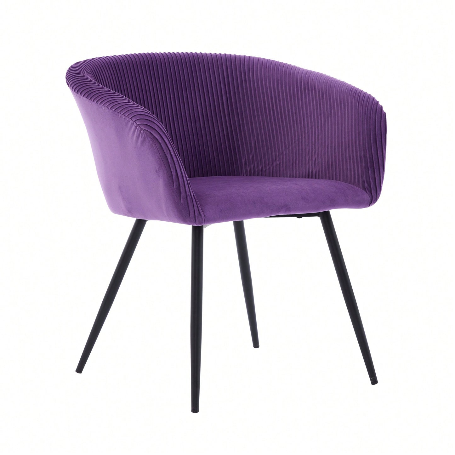 Elegant Purple Velvet Dining Chair With Armrests - Modern Cushioned Bucket Style, Ideal For Kitchen Or Dressing Table, Wheel-Less Design