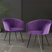 Elegant Purple Velvet Dining Chair With Armrests - Modern Cushioned Bucket Style, Ideal For Kitchen Or Dressing Table, Wheel-Less Design