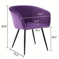 Elegant Purple Velvet Dining Chair With Armrests - Modern Cushioned Bucket Style, Ideal For Kitchen Or Dressing Table, Wheel-Less Design