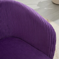 Elegant Purple Velvet Dining Chair With Armrests - Modern Cushioned Bucket Style, Ideal For Kitchen Or Dressing Table, Wheel-Less Design