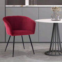 Elegant Purple Velvet Dining Chair With Armrests - Modern Cushioned Bucket Style, Ideal For Kitchen Or Dressing Table, Wheel-Less Design