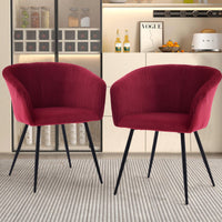 Elegant Purple Velvet Dining Chair With Armrests - Modern Cushioned Bucket Style, Ideal For Kitchen Or Dressing Table, Wheel-Less Design