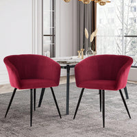 Elegant Purple Velvet Dining Chair With Armrests - Modern Cushioned Bucket Style, Ideal For Kitchen Or Dressing Table, Wheel-Less Design