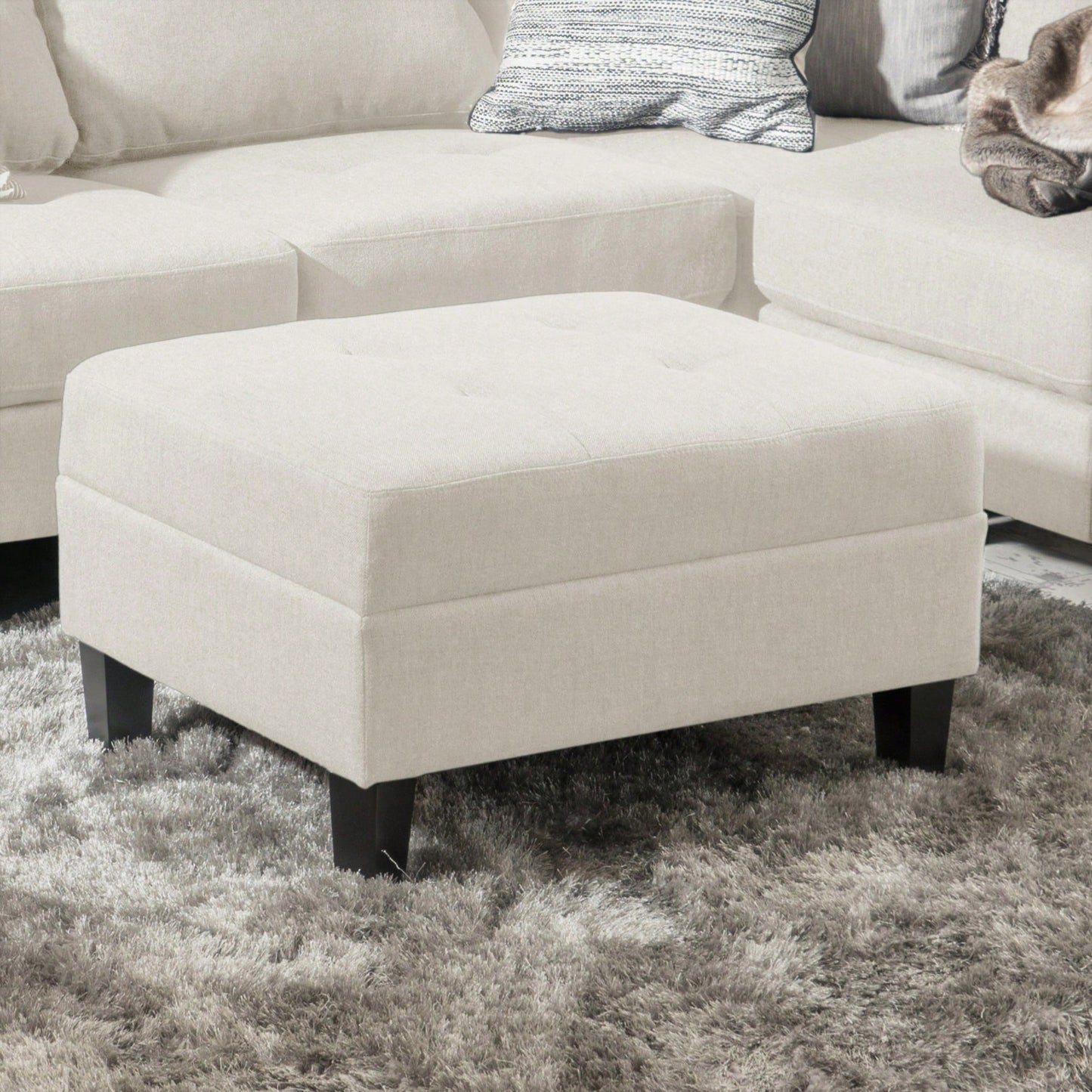 Elegant Upholstered Ottoman For Living Room, Bedroom, Or Entryway - Versatile Storage And Stylish Seating Solution