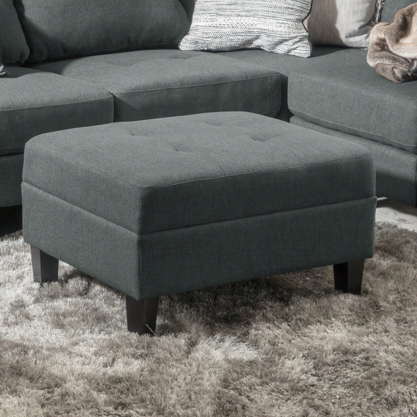 Elegant Upholstered Ottoman For Living Room, Bedroom, Or Entryway - Versatile Storage And Stylish Seating Solution