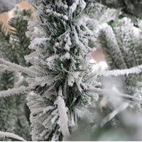 7ft Snow Flocked Artificial Christmas Tree - Hinged Pine Design With Realistic White Tips For A Festive Holiday Atmosphere