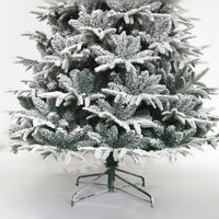 7ft Snow Flocked Artificial Christmas Tree - Hinged Pine Design With Realistic White Tips For A Festive Holiday Atmosphere
