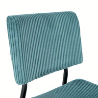 Set Of 2 Fabric Upholstered Modern Turquoise Dining Chairs With Black Metal Legs - Stylish Home And Bedroom Stools