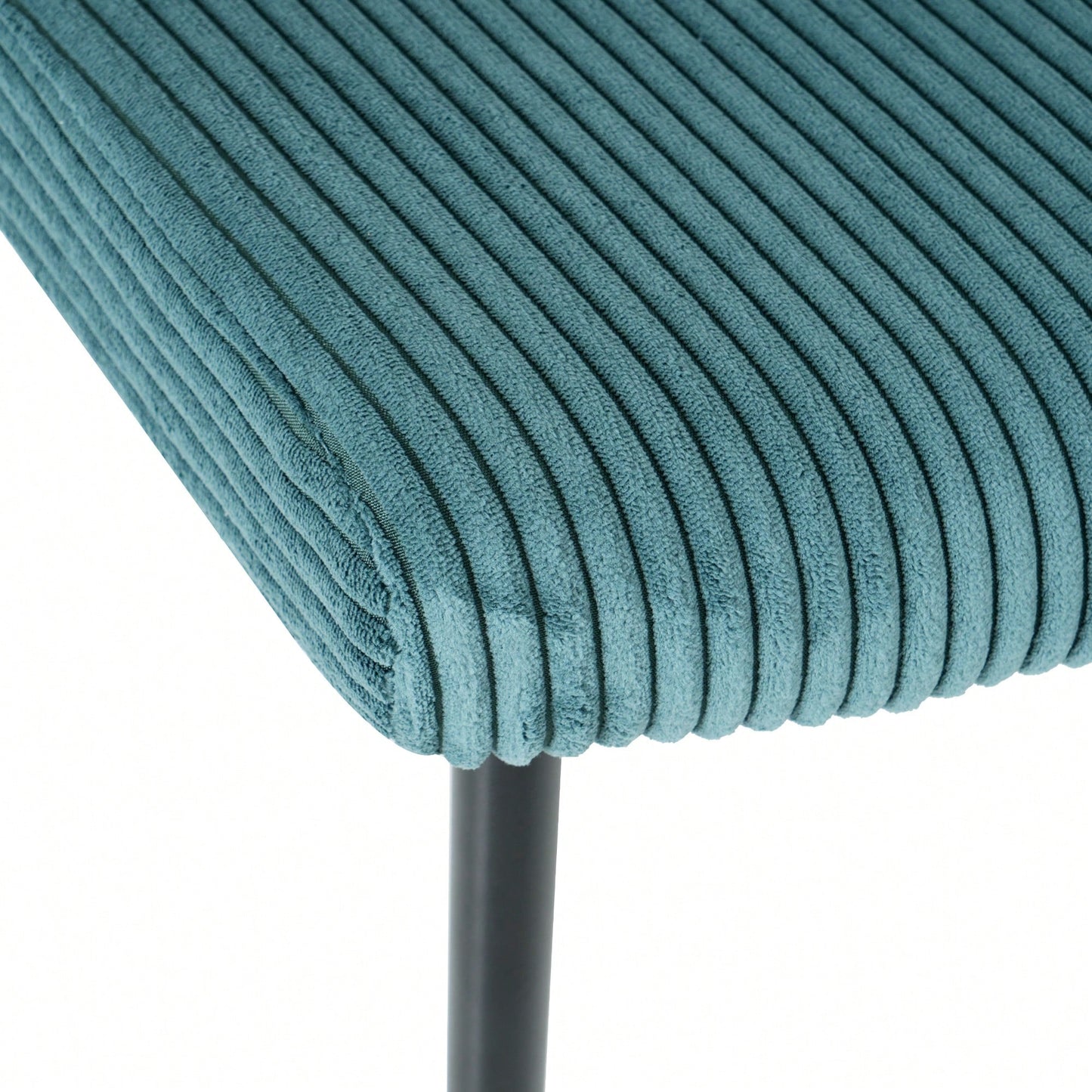 Set Of 2 Fabric Upholstered Modern Turquoise Dining Chairs With Black Metal Legs - Stylish Home And Bedroom Stools