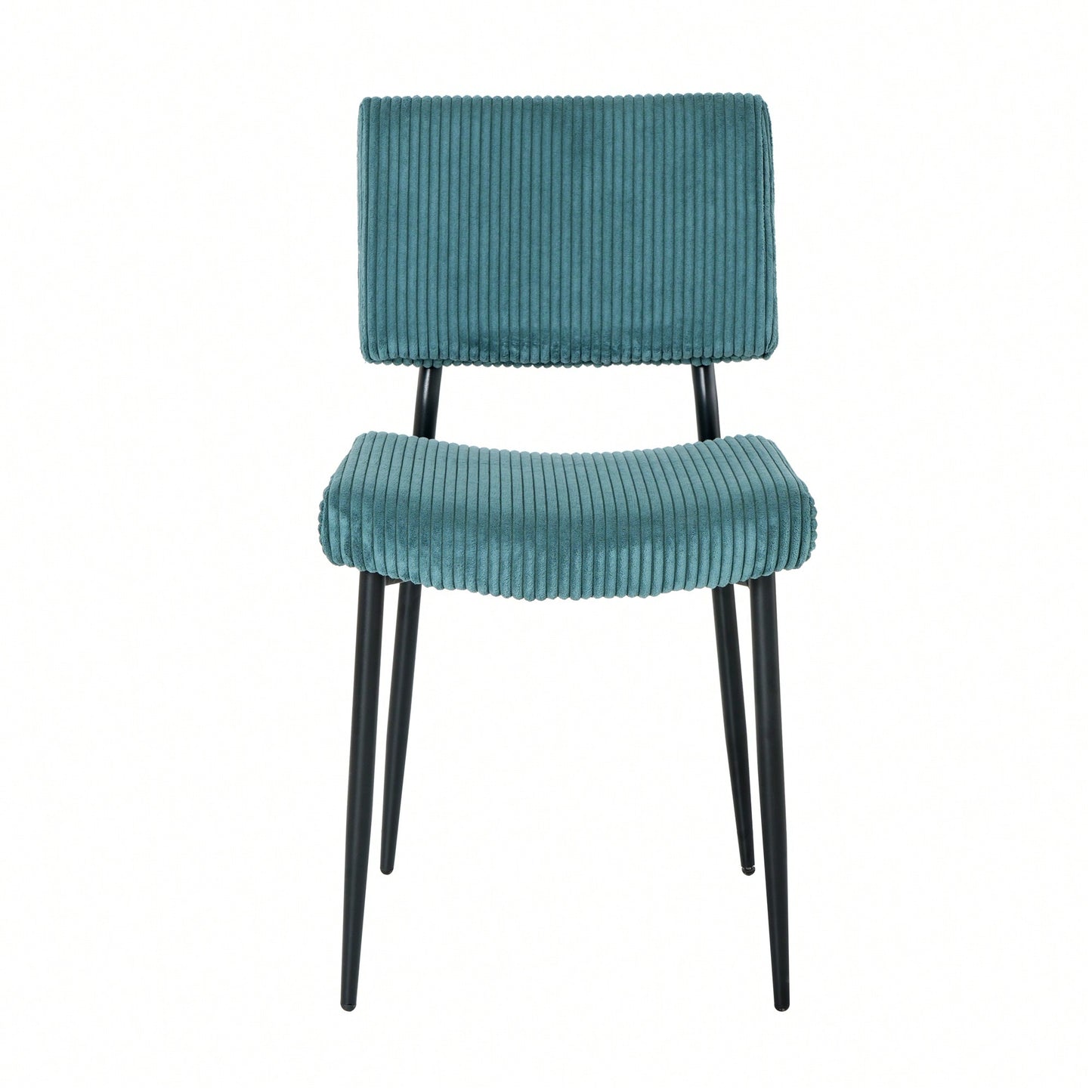 Set Of 2 Fabric Upholstered Modern Turquoise Dining Chairs With Black Metal Legs - Stylish Home And Bedroom Stools